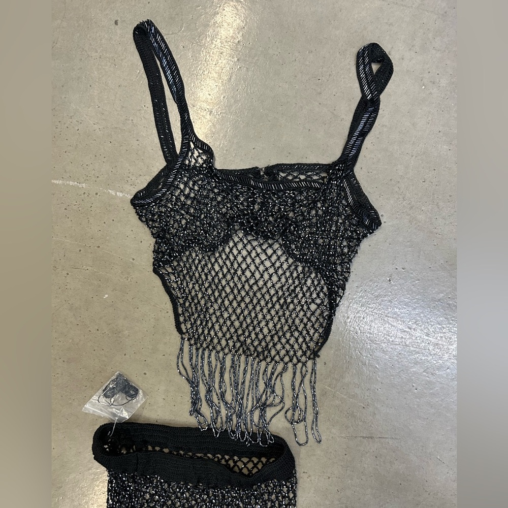 Bebe brand  Black Fishnet Two-Piece Set size S - Picture 4 of 5